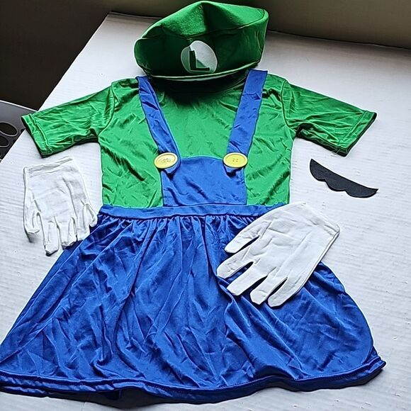 Other - Little girls Luigi costume includes dress, gloves and hat